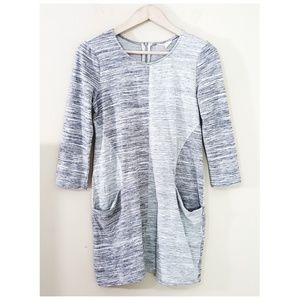 Mystree // Gray Tones Patched Color Block Tunic